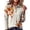Khaki, variant on Womens Autumn Maple Leaf All Over Print Waffle Knit Long Sleeve Top Lapel Half Button V Neck Casual Loose Fall Blouse Multicolor M