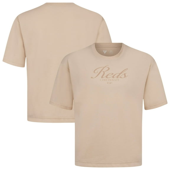 Men's Levelwear Khaki Cincinnati Reds Ethereal Oversized Luxe Signature Knit T-Shirt