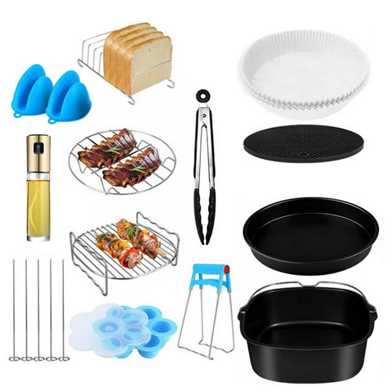 Famure Air Fryer Accessories 15 PCS Fit 3.2-5.8QT Square Air Fryer With Oil  Sprayer Bottle 8 Inch Cake Pan Pizza Pan Air Fryer Liner Compatible For