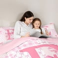 thumbnail image 4 of Erosebridal Pink Initial Letter E Kids Twin Comforter Sets,Geometric Checkered Cute Bows Bedding Set For Girls,Pink Reversible,2 Pieces, 4 of 7
