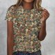 thumbnail image 1 of Fiudx Camisas de Mujer Mujer Verano Ocio Moda Estampado de Flores Cuello Redondo Manga Corta Top/Camisa, 1 of 4