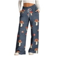 thumbnail image 2 of Womens Pants Striped Printed Drawstring Wide Leg Loose Casual Pocket Pants, 2 of 5