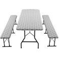 thumbnail image 3 of Picnic Table and Bench Cover Waterproof Tablecloth with Bench Cover Wipeable Rectangle Picnic Tablecloth for 30 ×72in Table Elastic Picnic Bench Covers for 12×72in Bench Indoor Outdoor, 3 of 11