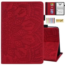 Dteck Case for Kindle Scribe 10.2 Inch 2022, Embossed PU Leather Credit Card Slots Holder Multiple Angle Stand Folio Flip Case Auto Wake/Sleep, Red