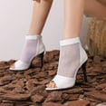 thumbnail image 4 of KIJBLAE Women' High Heels Shoes Summer Cool Boots Fish Mouth Fine Heel High Heel Mesh Gauze Breathable Shoes White 38 High Heels Shoes, 4 of 5