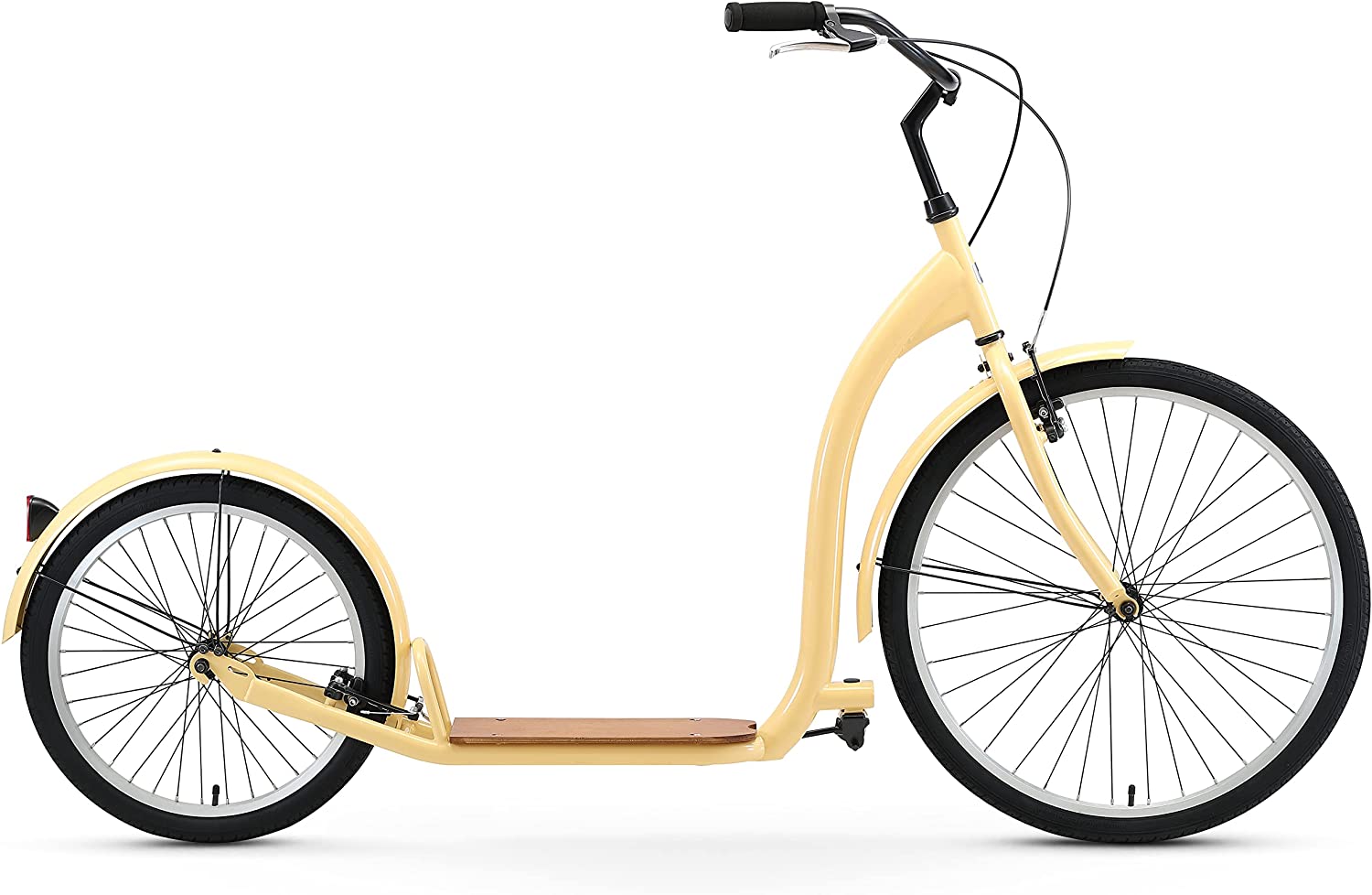 sixthreezero Around the Block Adult Kick Scooter, Single-Speed, 26 In. Front and 20 In. Back Wheels, Cream
