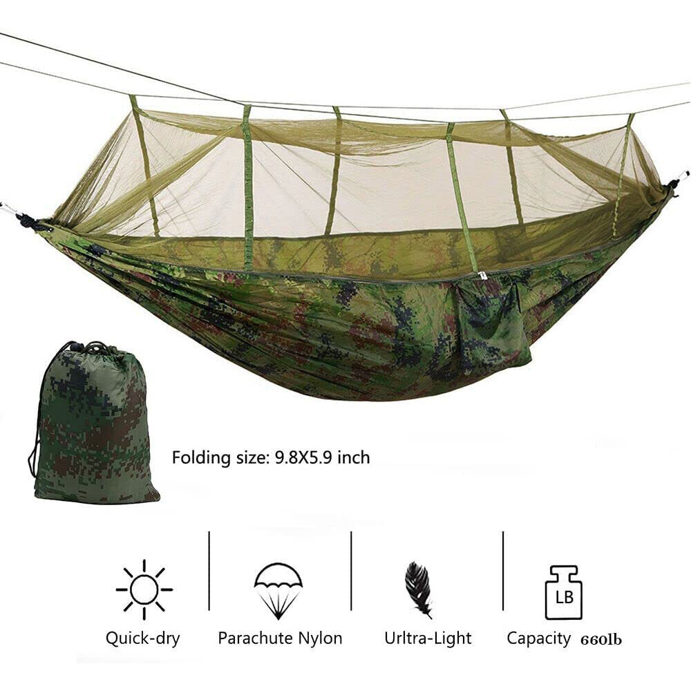 Double Hammock High Capacity & Tear Resistance Camping Hammock with Net for Backpacking, Travel, Beach, Camping, Hiking - image 3 of 7