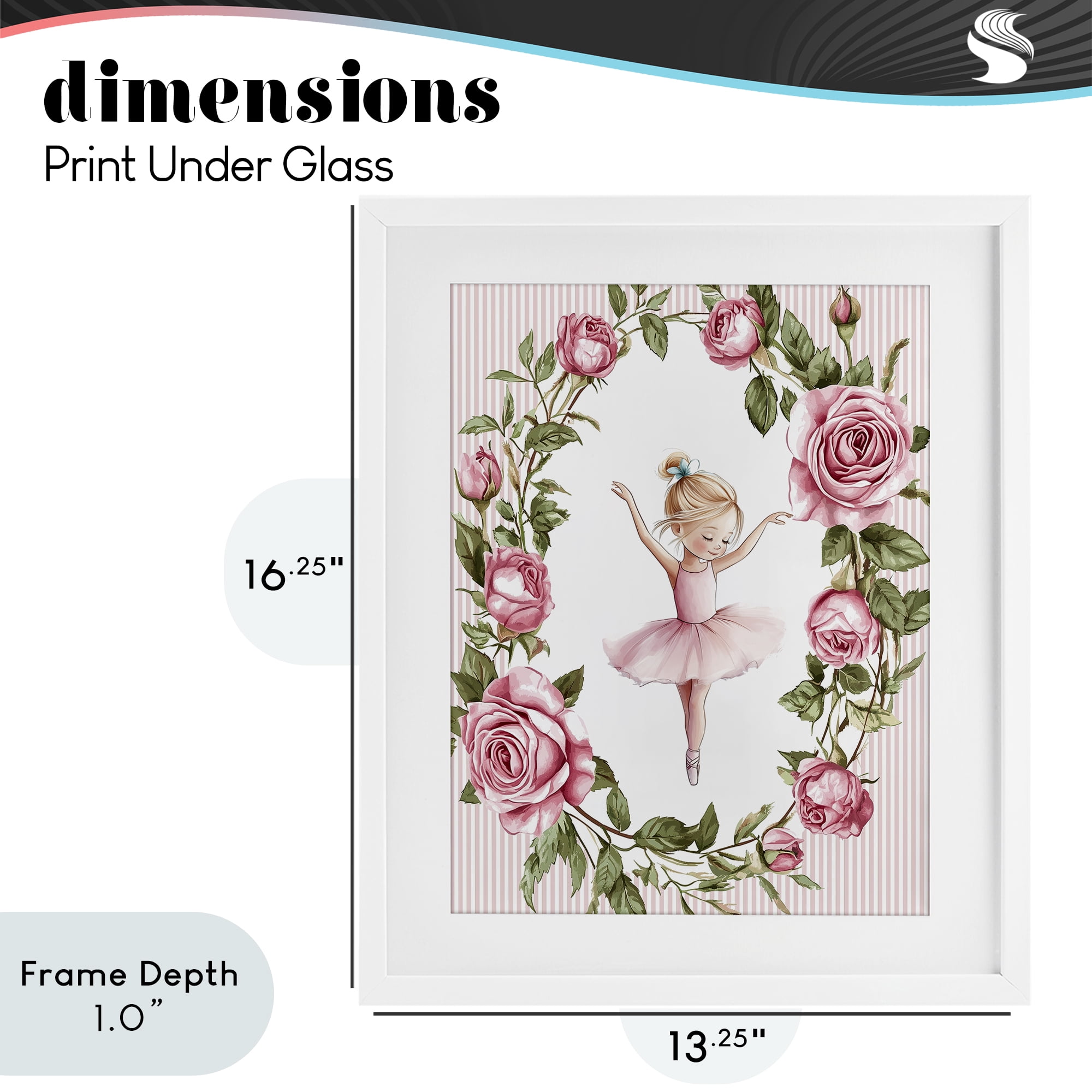 Stupell Industries Little Rose Dance White Framed Print Under Glass, design by Christine Simpson Art