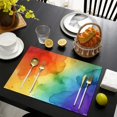 thumbnail image 4 of Rainbow Tie Dye Ink Pattern Summer Placemats Table Placemats Set Of 4-Linen Kitchen Washable Placemats Table Mats 11.8"x17.7" Non-Slip Heat Resistant, 4 of 6