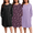 Set2, variant on Women Plus Size Nightgowns Long Sleeve Crew Neck Sleep Shirts with Pockets, 3 Pack