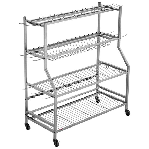 Fishing Gear Organizer with Wheels - 15-Pole Fishing Rod Holder for Garage Storage, Portable & Sturdy