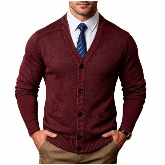 StSilkitty Mens Cardigan Sweater Solid Color Long Sleeve V Neck Button down Cardigans Jacket Sweaters with Pockets