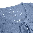 thumbnail image 5 of Women Crochet Shrug Knit Sweater,Spring Summer Beach Short Sleeve Shrug Cropped Boho Lightweight Sweater,Cover Up Tie Front Tops For Evening Dresses Casual Eyelet Shawl Thin Formal Sky Blue L, 5 of 7