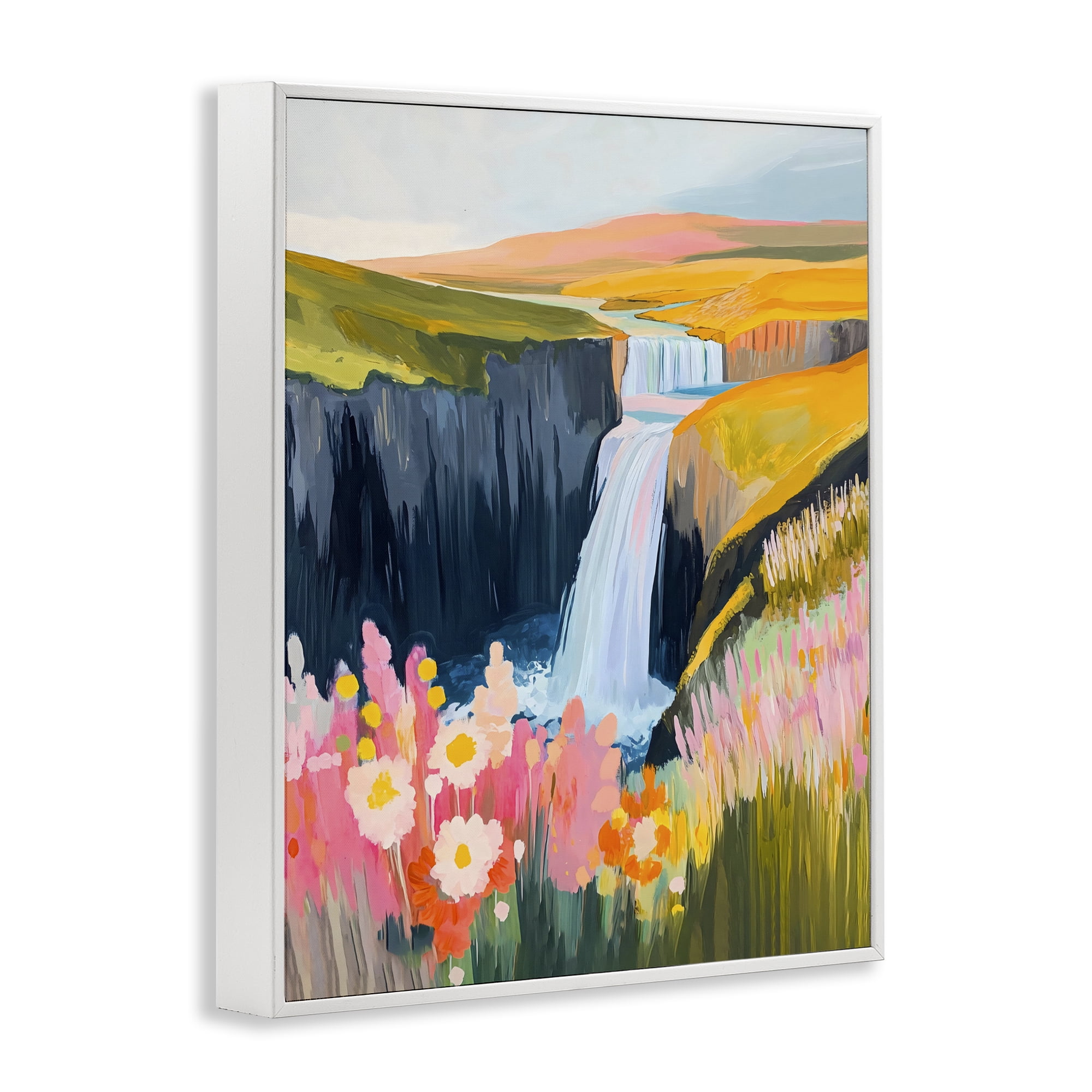 Stupell Industries Colorful Waterfall in Valley White Framed Giclee Art, design by The Prints Vibe