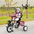 thumbnail image 2 of 6-In-1 Kids Baby Stroller Tricycle Detachable Learning Toy Bike w/ Canopy Pink, 2 of 9