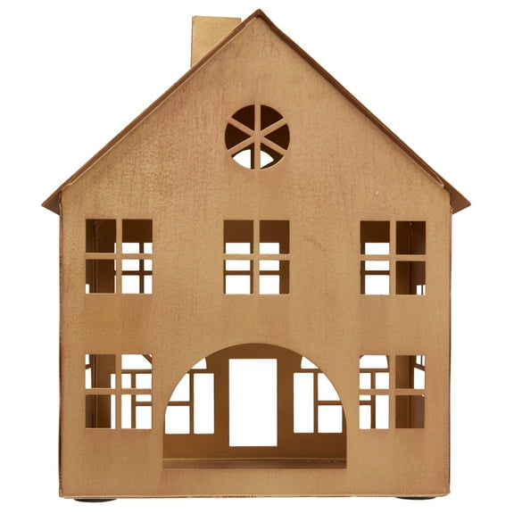 Large Metal Decorative House Christmas Tabletop Decoration, Bronze, 8.5", by My Texas House