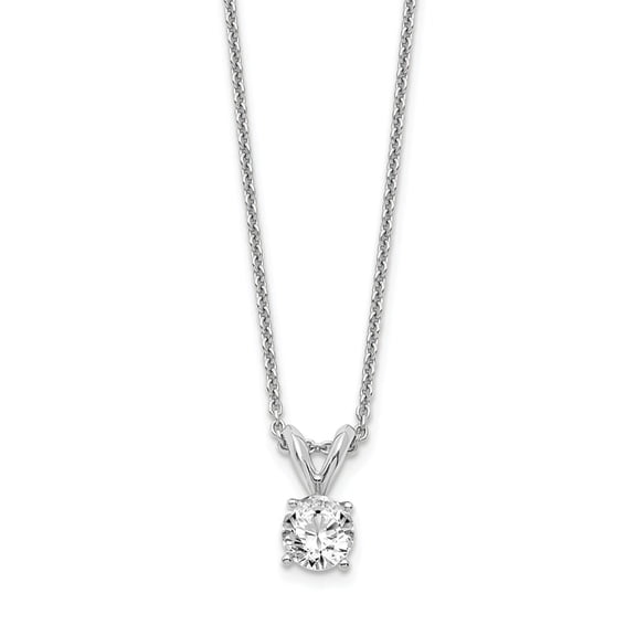 14K White Gold necklace Diamond Lab Grown Round 1 3ct. SI1 SI2, G H I, Solitaire