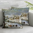 thumbnail image 3 of Orinice Dog Sled Graphic Decorative Cotton Linen Throw Pillow Cover Winter Style for Home Bedroom Living Room Sofa, 1PC 12x12in, 3 of 5