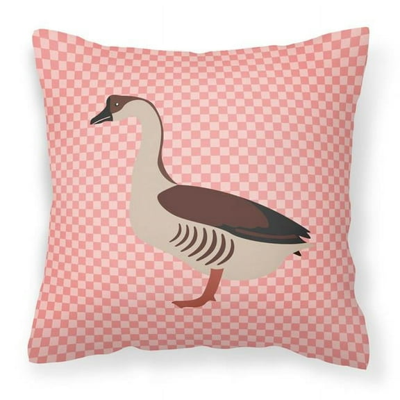Carolines Treasures BB7896PW1818 Chinese Goose Pink Check Fabric Decorative Pillow, 18 x 18 in.