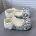 thumbnail image 5 of Hessimy Baby Girls Mary Jane Sequins Flats PU Leather Wedding Party Princess Ballet Shoe Rubber Sole Prewalker Toddler First Crib Shoes school (Beige,10.5), 5 of 9