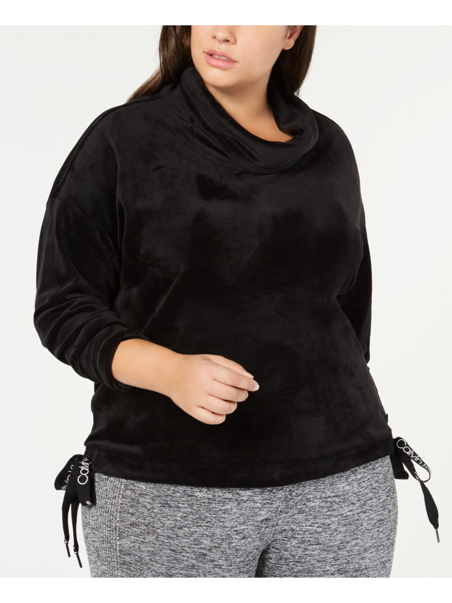 1358 Black Side Tie Cowl Neck Casual 