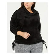 CALVIN KLEIN $79 Womens New 1358 Black Side Tie Cowl Neck Casual Top 3X Plus B+B