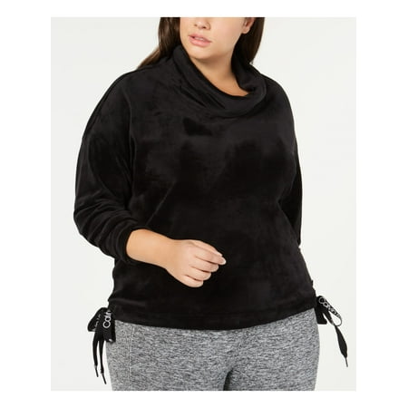 CALVIN KLEIN $79 Womens New 1358 Black Side Tie Cowl Neck Casual Top 3X Plus B+B
