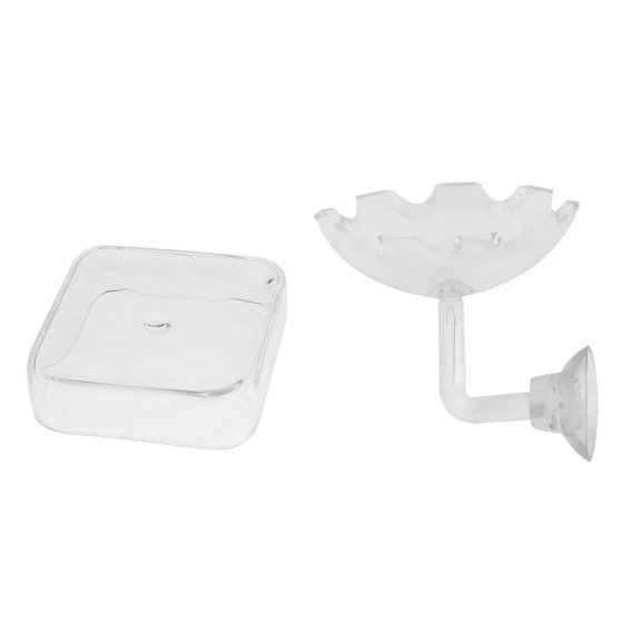 Set Of 2, High Quality Transparent Feeding Food For Aquarium Fish Tank, 1x 60x60mm (), 1x 60x50mm ( Dia.