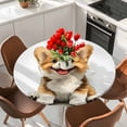 thumbnail image 2 of Cute Brown Puppy Round Tablecloth 36-44 Inch Round Fitted Table Cloth with Elastic Edge, Modern Dog Cartoon Watercolor Waterproof Table Cover Protector for Outdoor Picnic Party Dining, 2 of 6