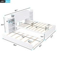 thumbnail image 4 of Full Size Platform Bed with Twin Size Trundle and Pull Out Storage Shelves, Solid Wood Platform Bed Frame with Headboard and Convertible Trundle for Kids Teens Adults, No Box Spring Need, White, 4 of 8