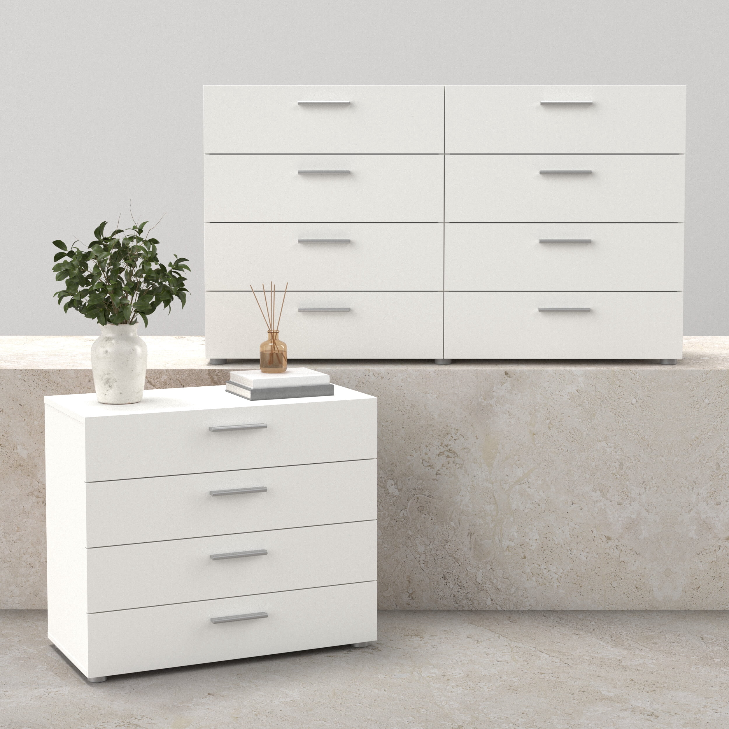 Tvilum Loft 2-Piece Bedroom Set with Dresser and Chest, White