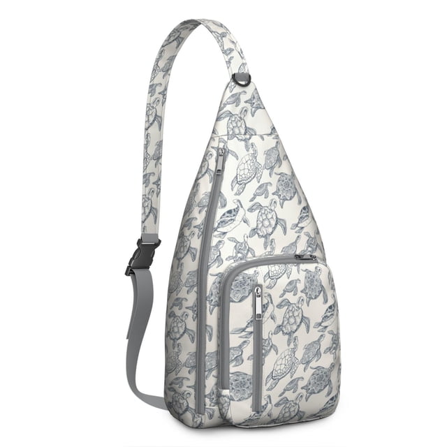 Hawaiian Turtle Sling Backpack - Tropical Beach Animal Print Shoulder Bag, Fashionable Anti-Theft Pack for Commuters
