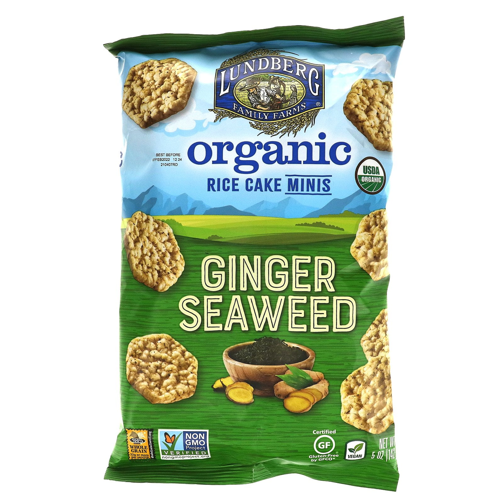 Lundberg Family Farms® Ginger Seaweed Organic Rice Cake Minis 5 oz. Bag
