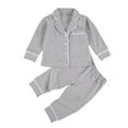 thumbnail image 5 of Ulanda Baby Button Down Pajamas Set Shirt and Pants Toddler Cotton Pjs Long Sleeve Sleepwear (Grey, 12-18 Months), 5 of 5