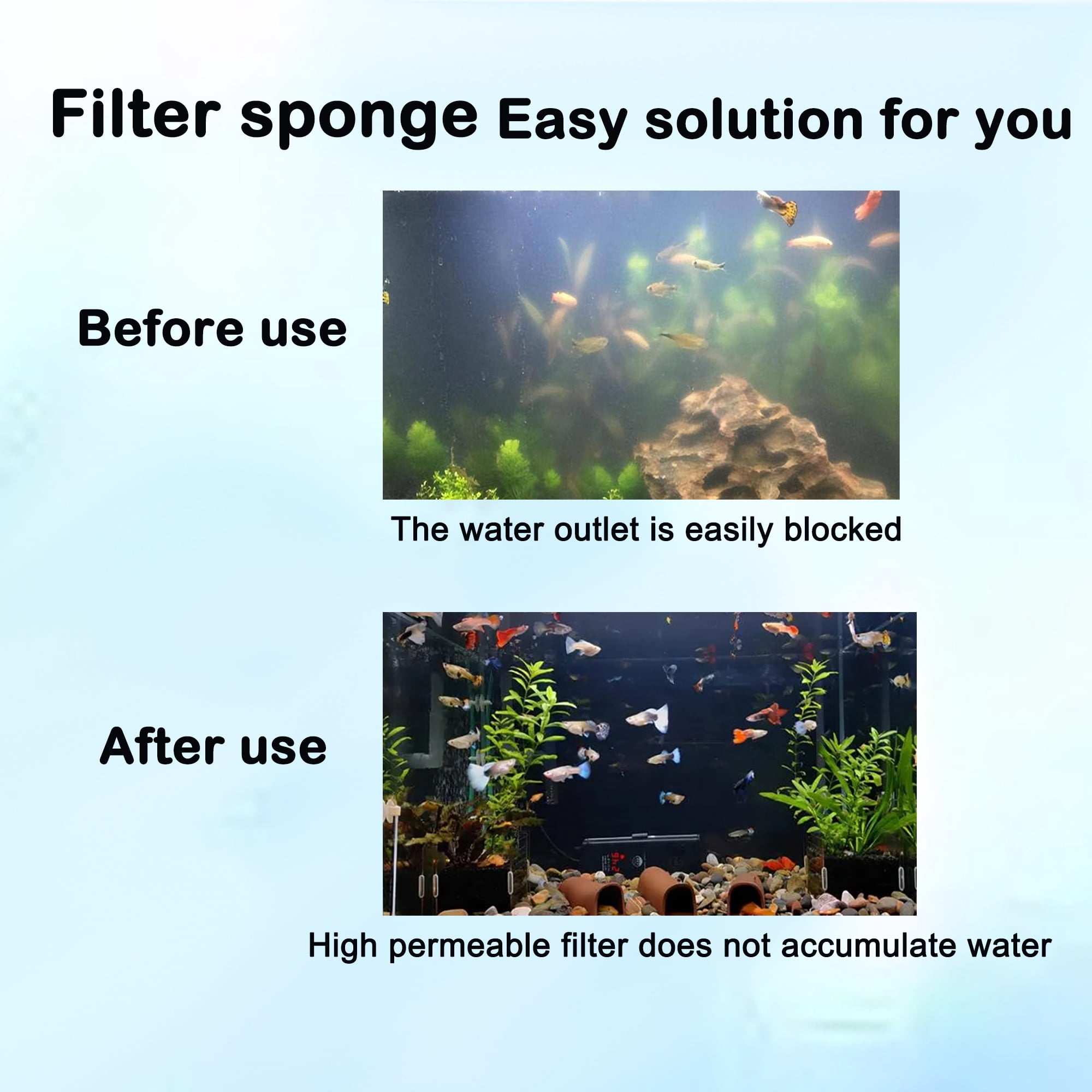 TropicAqua Foam Filter Pads Replacement Compatible with Aqua Clear 50 200 Aquarium Bio Sponge (Pack of 12)