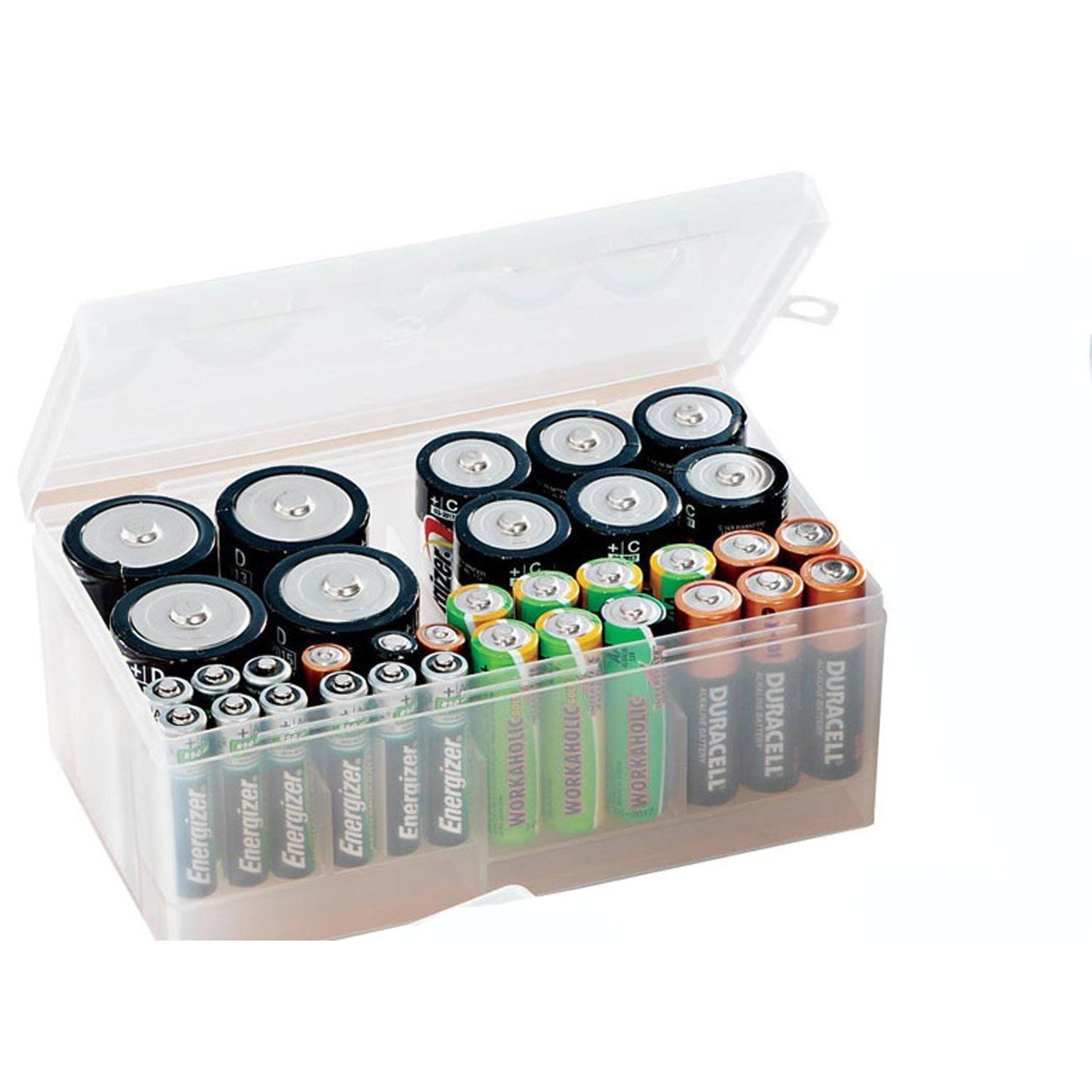 4 D 12 AAA Dial Industries B331FN Battery Organizer Case Clear 12 AA 6 C