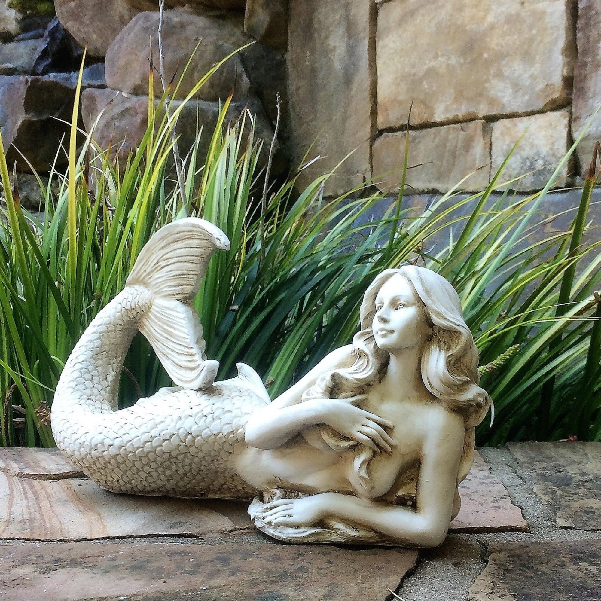 Homestyles 12 in. Bronze Patina Sexy Mermaid Nautical Beach Statue