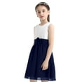 thumbnail image 3 of Moggemol Kids Girls Wedding Flower Girl Dress Pageant Evening Party Bridesmaid Gown Dance Ball Gown White&Navy Blue 4, 3 of 7
