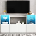 thumbnail image 2 of Tempered glass shelves - Adjustable LED brightness - Living room media center - Tidy cable environment, 2 of 6
