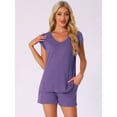 thumbnail image 2 of DARING DIVA 2 Pieces Lounge Knit Tee and Shorts Pajama Set XL Purple, 2 of 6