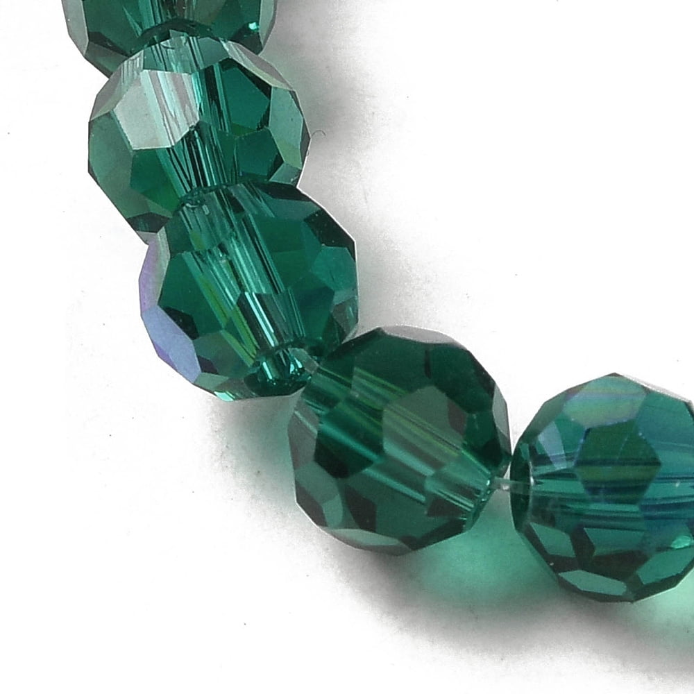 20Strand Electroplate Transparent Glass Beads Strands Faceted Round Rainbow Plated Sea Green 6mm Hole: 1mm 98~100pcs/strand 20.39~20.59 inch(51.8~52.3cm)