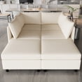 thumbnail image 3 of 6 Seat Modular Sectional Sofa with Convertible Sofa Seat for Storage, Fabric Sofa Set with Sleeper Sofa Bed for Living Room, Beige, 3 of 9