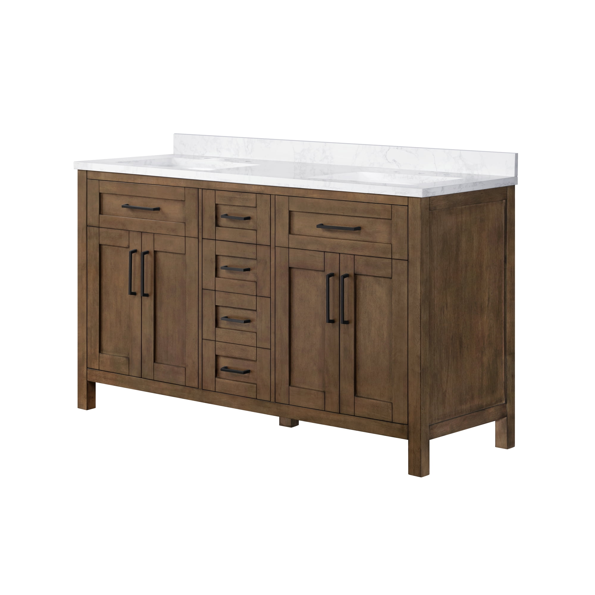 Ove Decors Tahoe 60 W x 21" D Freestanding Bathroom Vanity with Double Sink, Almond Latte
