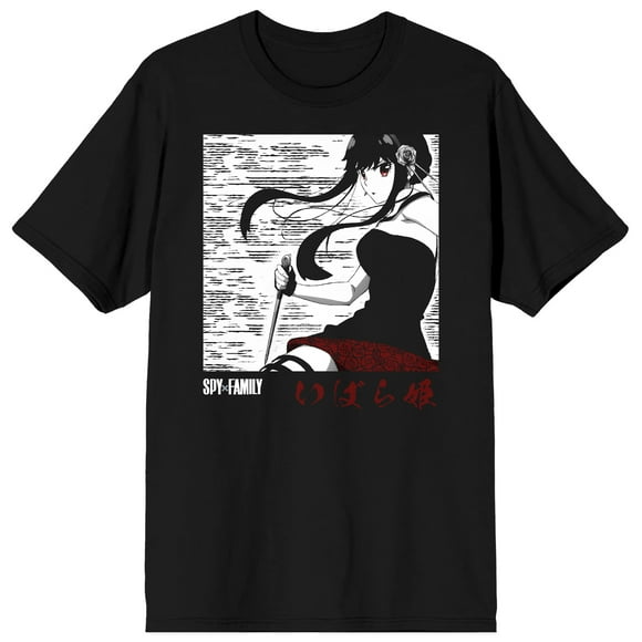 Spy X Family Yor Distressed Dashes Crew Neck Short Sleeve Men's Black T-shirt-Medium