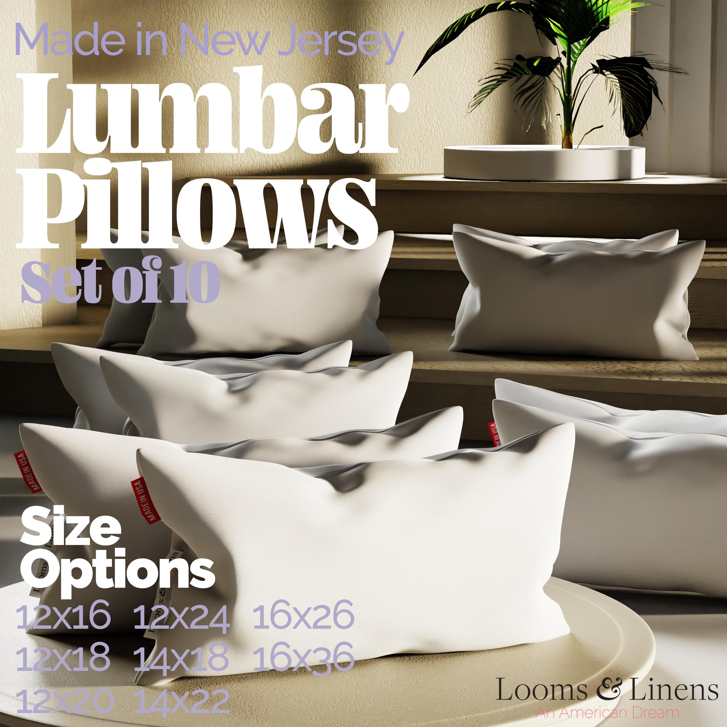 Looms & Linens Lumbar Boudoir Pillow Inserts Sham Pillow Stuffing Soft