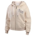 thumbnail image 2 of Women's WEAR by Erin Andrews Tan San Antonio Spurs Tonal Felt Patch Full-Zip Hoodie, 2 of 3