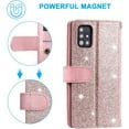 thumbnail image 5 of Dteck Wallet Phone Case for Samsung Galaxy A53 5G, Retro 9 Card Holder Slots Zipper Pocket Case Glitter PU Leather Magnetic Closure Kickstand with Wrist Strap Shockproof Folio Flip Case,Rosegold, 5 of 7