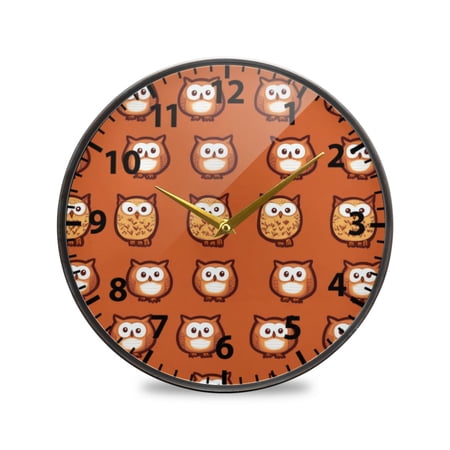 Acrylic Wall and Table Clock Owl Pattern Design 9.5in Modern Decor with Golden Hands