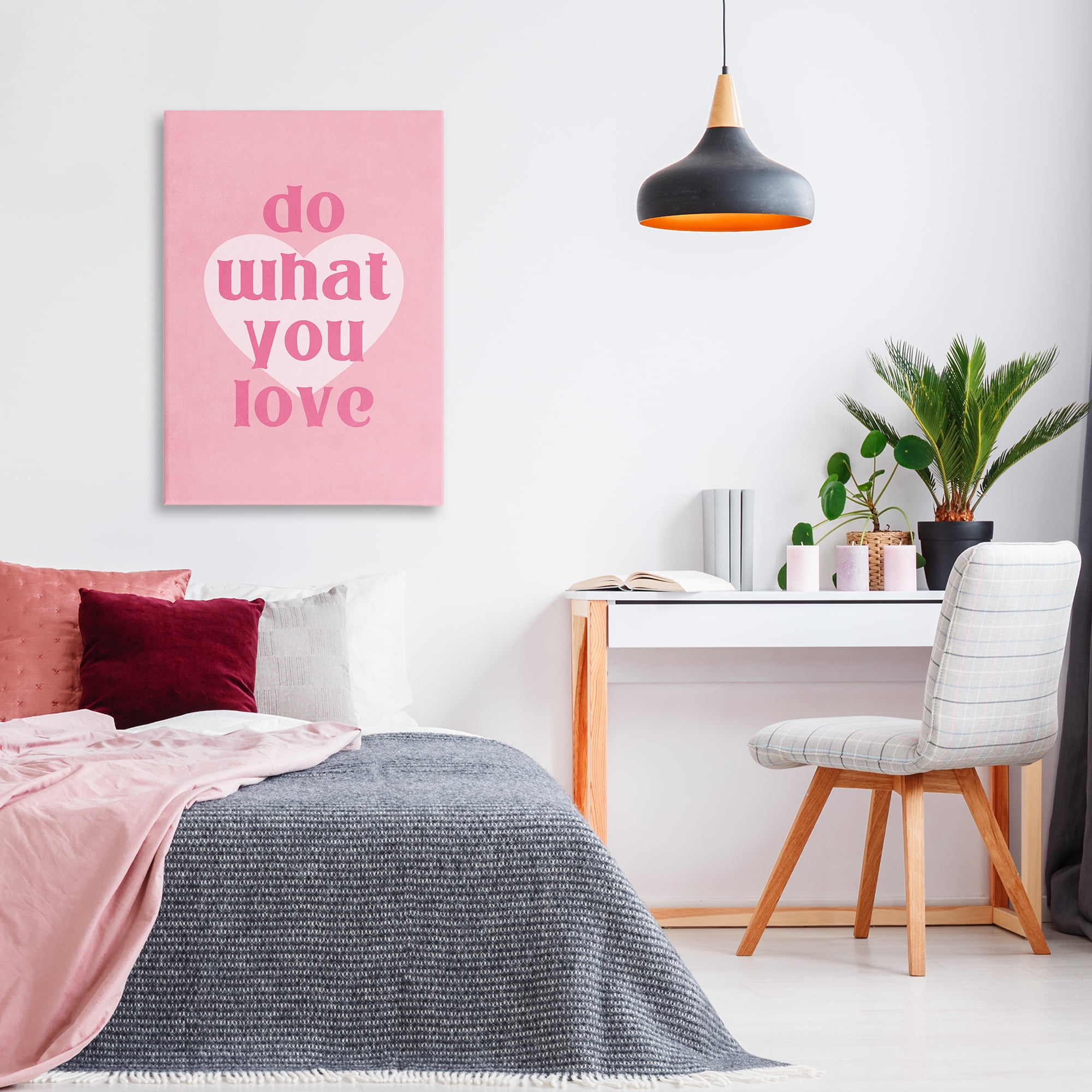 Stupell Industries Do What You Love Pink Text & Numbers Painting Wrapped Canvas Art Print Wall Art, 24 x 36