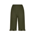 thumbnail image 4 of SONXAHE Ruffle Hem Knee Length Capri Pants for Women Side Pocket Weekend Walk Cropped Trousers, 4 of 4